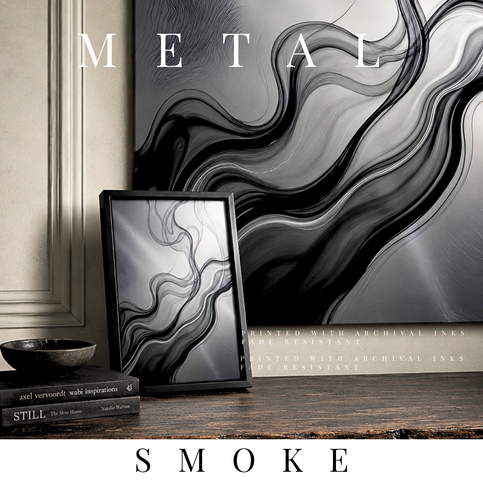Metal Print "Smoke" Abstract Wall Art by MB Canvas premium abstract wall art vibrant vivid colors Fade resistant ink by MB Canvas