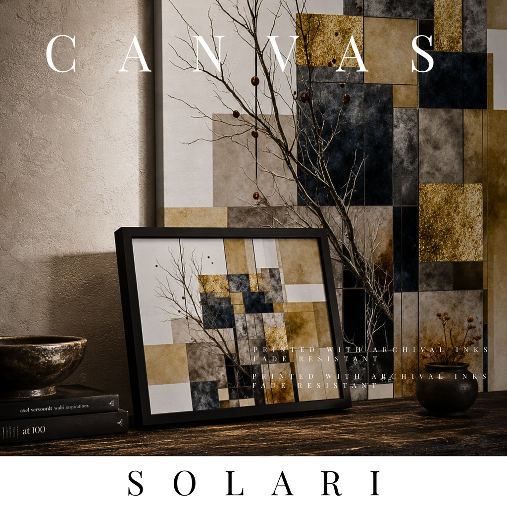 Solari canvas print shown in product view in 6 x 6 inch universal size