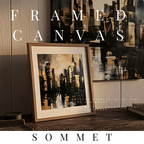 Sommet framed canvas skyline shown in product view in black frame, 12 x 16 inch universal size