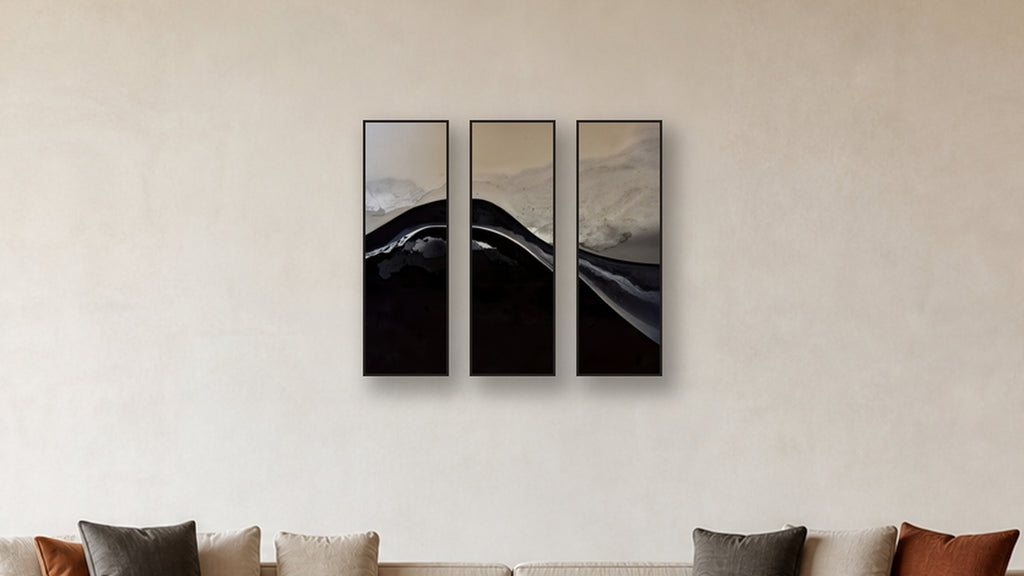 Sublimation TRIPTYCH 12x36 accurately scaled living-room mockup