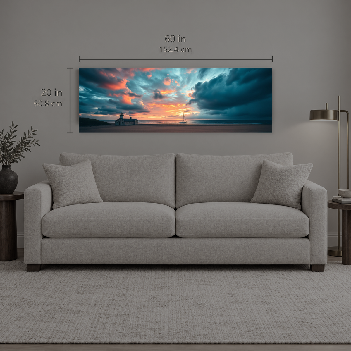 Tideline 411 | Canvas — size reference, 60 W × 20 H inches — B Quiet