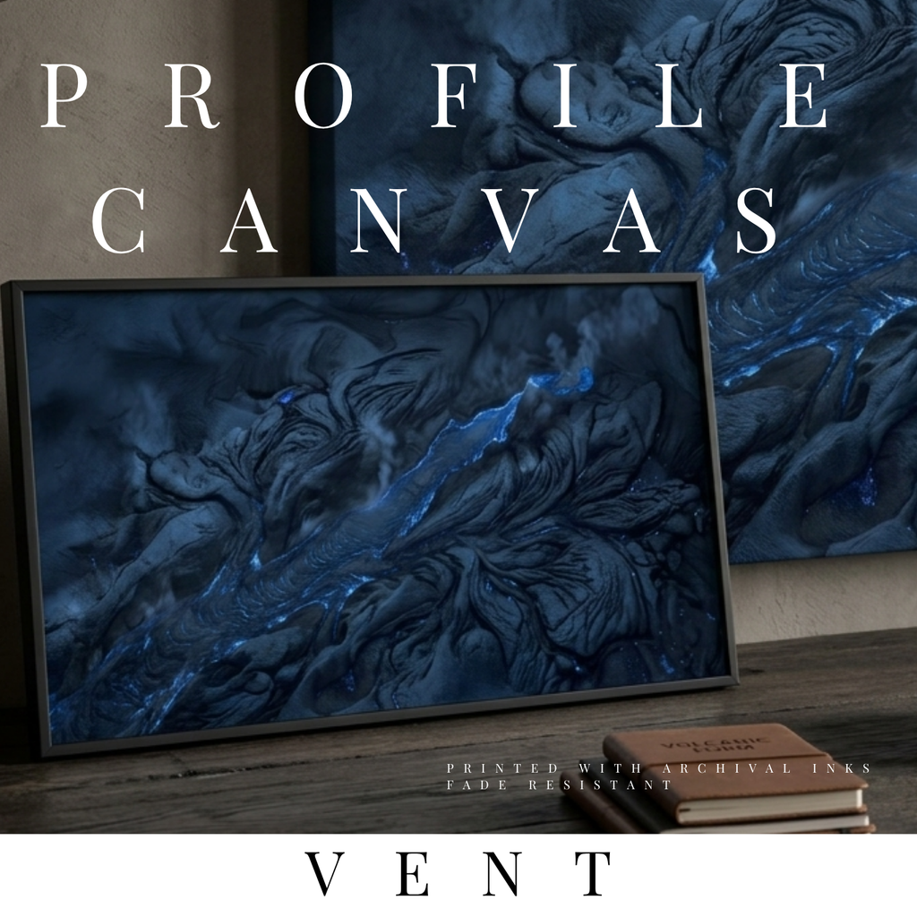 Vent thin canvas print shown in product view in 8 x 10 inch universal size