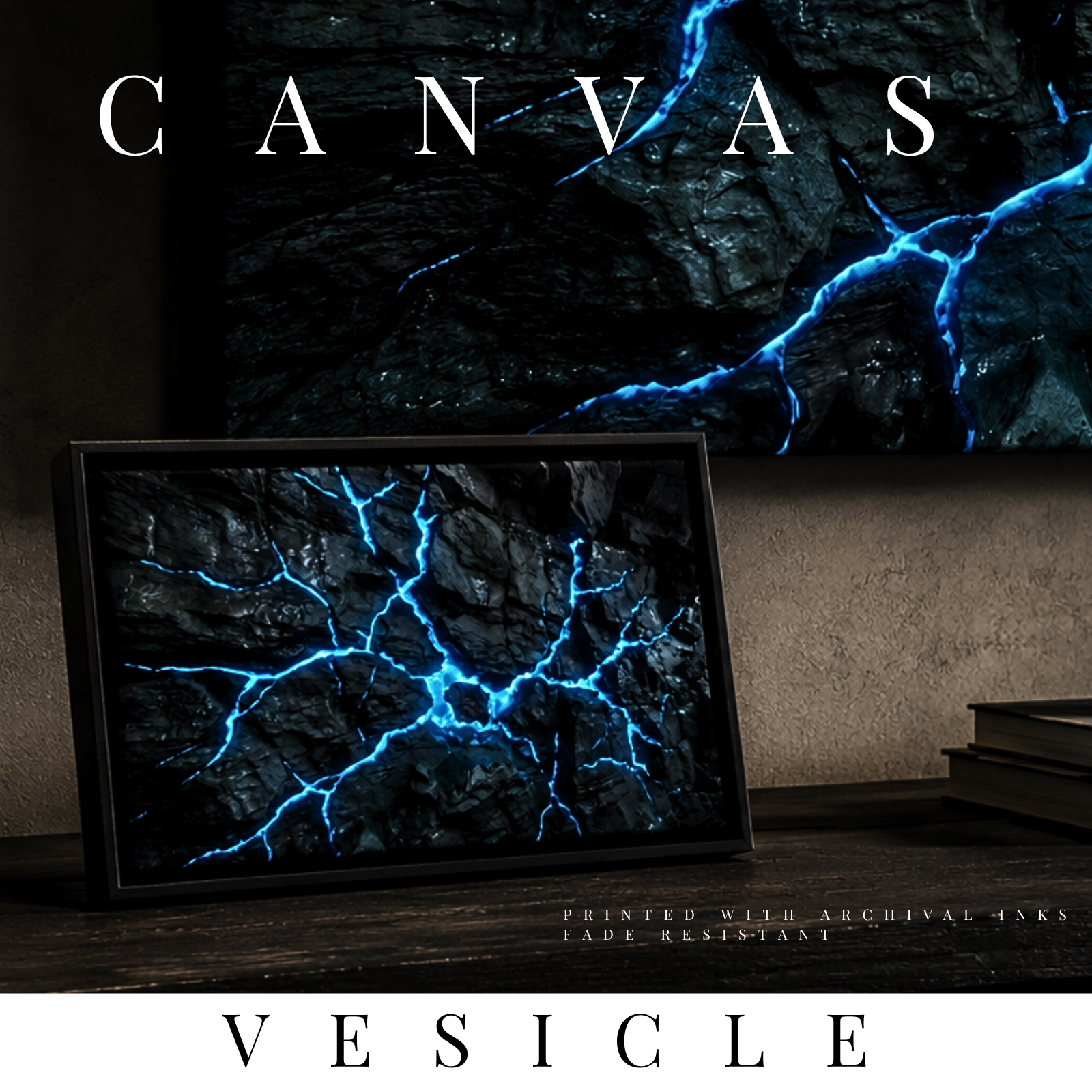 Vesicle canvas print shown in product view in 10 x 20 inch universal size