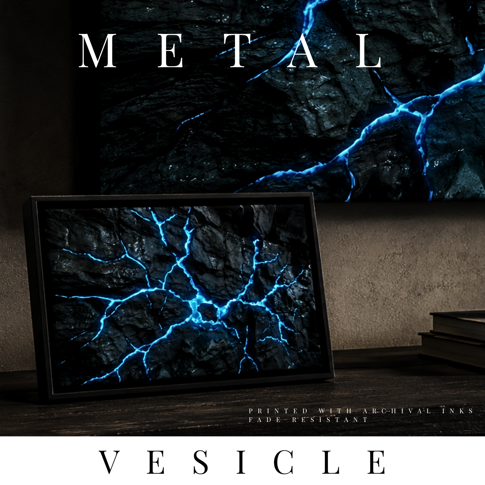 Vesicle metal print shown in product view in 8 x 10 inch universal size