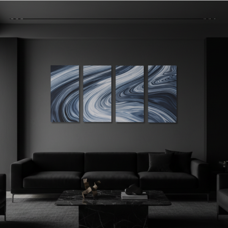 Vortex wall art product image as a bundle tetrad 3 4-panel signature in 16 x 32 inch large size