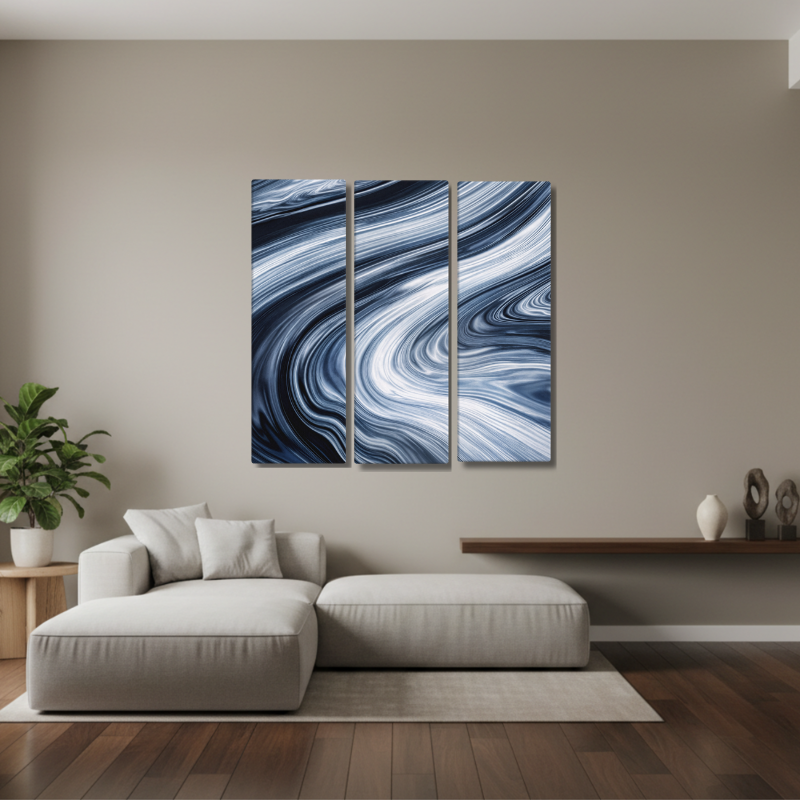 Vortex bundle triptych 3 3-panel profile shown in product view in 12 x 36 inch large size