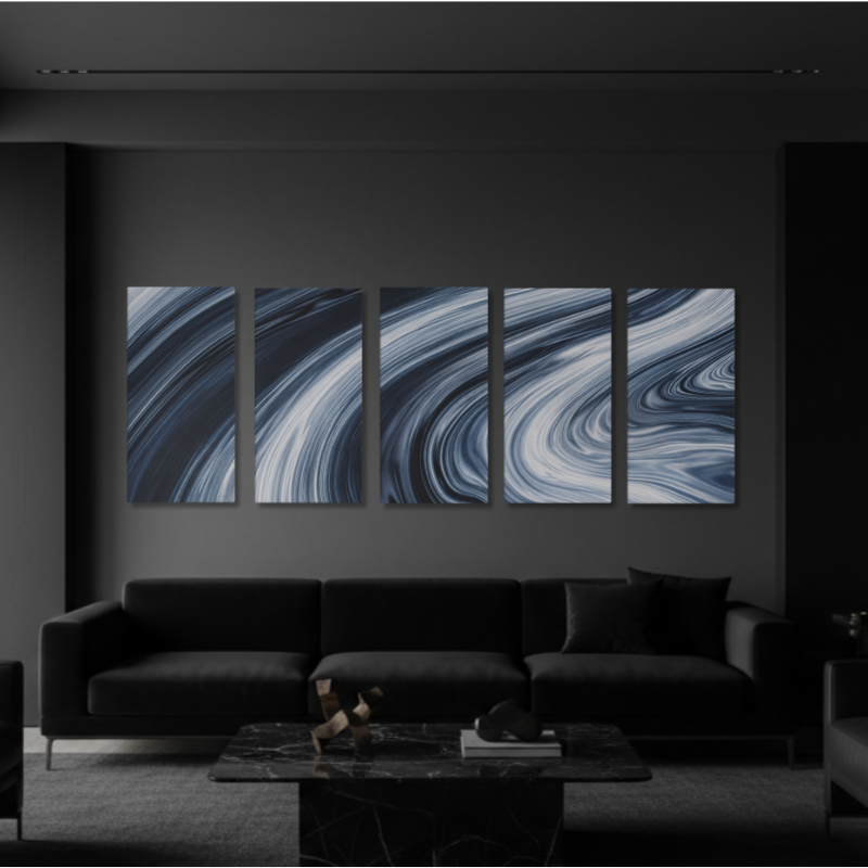 Vortex wall art product image as a bundle strata 1 5-panel signature in 16 x 32 inch large size
