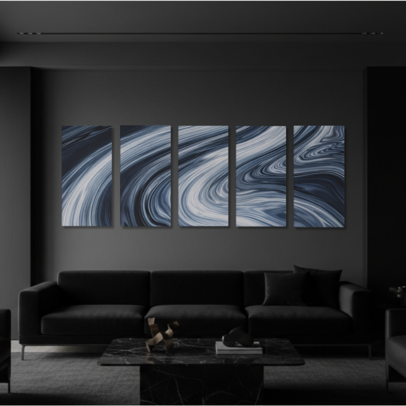Vortex wall art product image as a bundle strata 2 5-panel signature in 16 x 32 inch large size