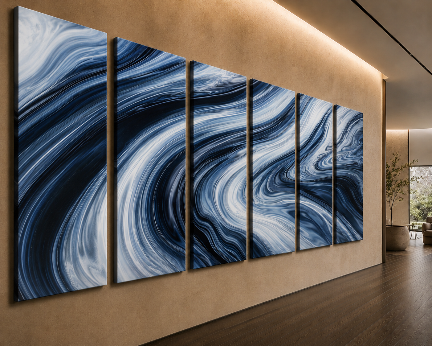 Vortex bundle hexad 6-panel portrait shown in product view in 12 x 36 inch large size