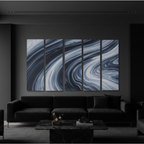 Vortex wall art product image as a bundle strata 1 5-panel profile abstract art in 16 x 48 inch statement piece