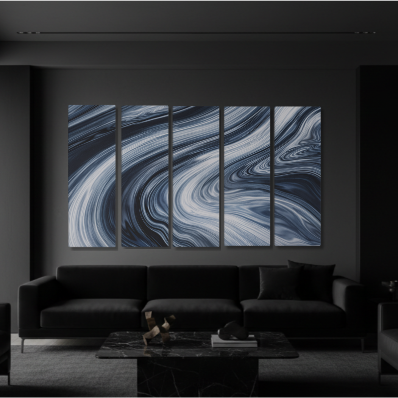 Vortex wall art product image as a bundle strata 2 5-panel profile in 16 x 48 inch statement piece