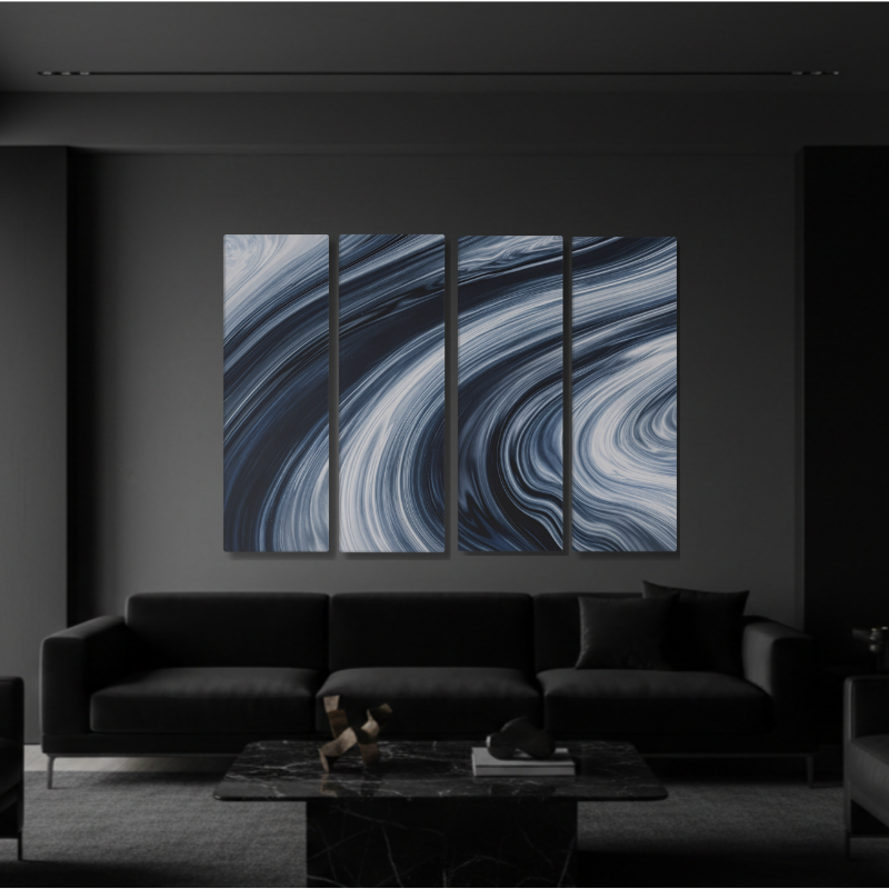 Vortex wall art product image as a bundle tetrad 1 4-panel profile in 16 x 48 inch statement piece