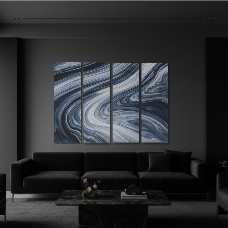 Vortex wall art product image as a bundle tetrad 3 4-panel profile in 16 x 48 inch statement piece