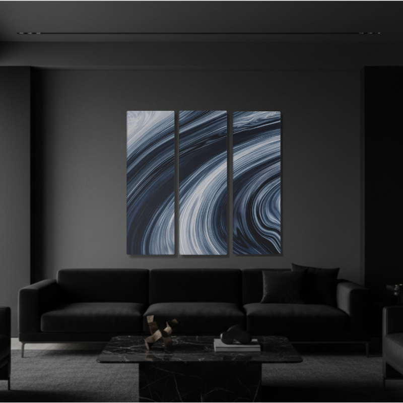 Vortex wall art product image as a bundle triptych 1 3-panel profile in 16 x 48 inch statement piece