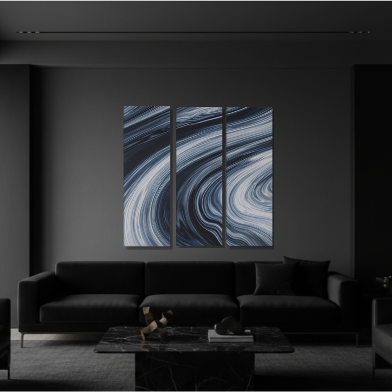 Vortex wall art product image as a bundle triptych 2 3-panel profile in 12 x 36 12 x 36 16 x 48