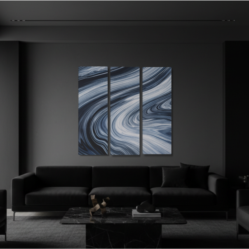 Vortex wall art product image as a bundle triptych 3 3-panel profile in 16 x 48 inch statement piece