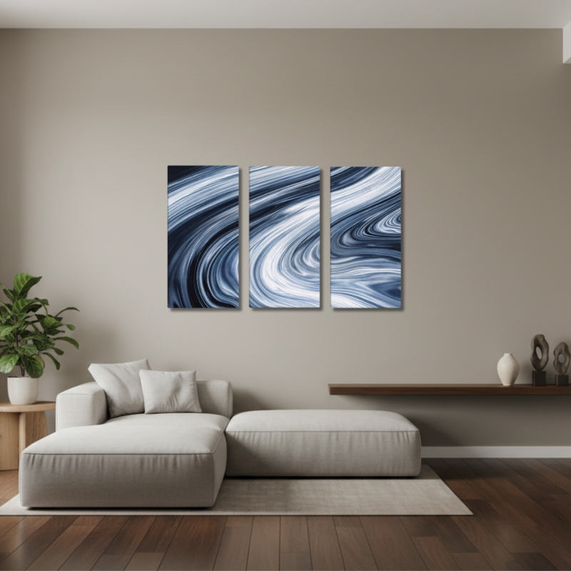 Vortex bundle triptych 3 3-panel signature shown in product view in 12 x 24 inch universal size
