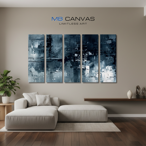 Amidst bundle tetrad 2 4-panel shown in wall display view in 12 x 36 inch large size