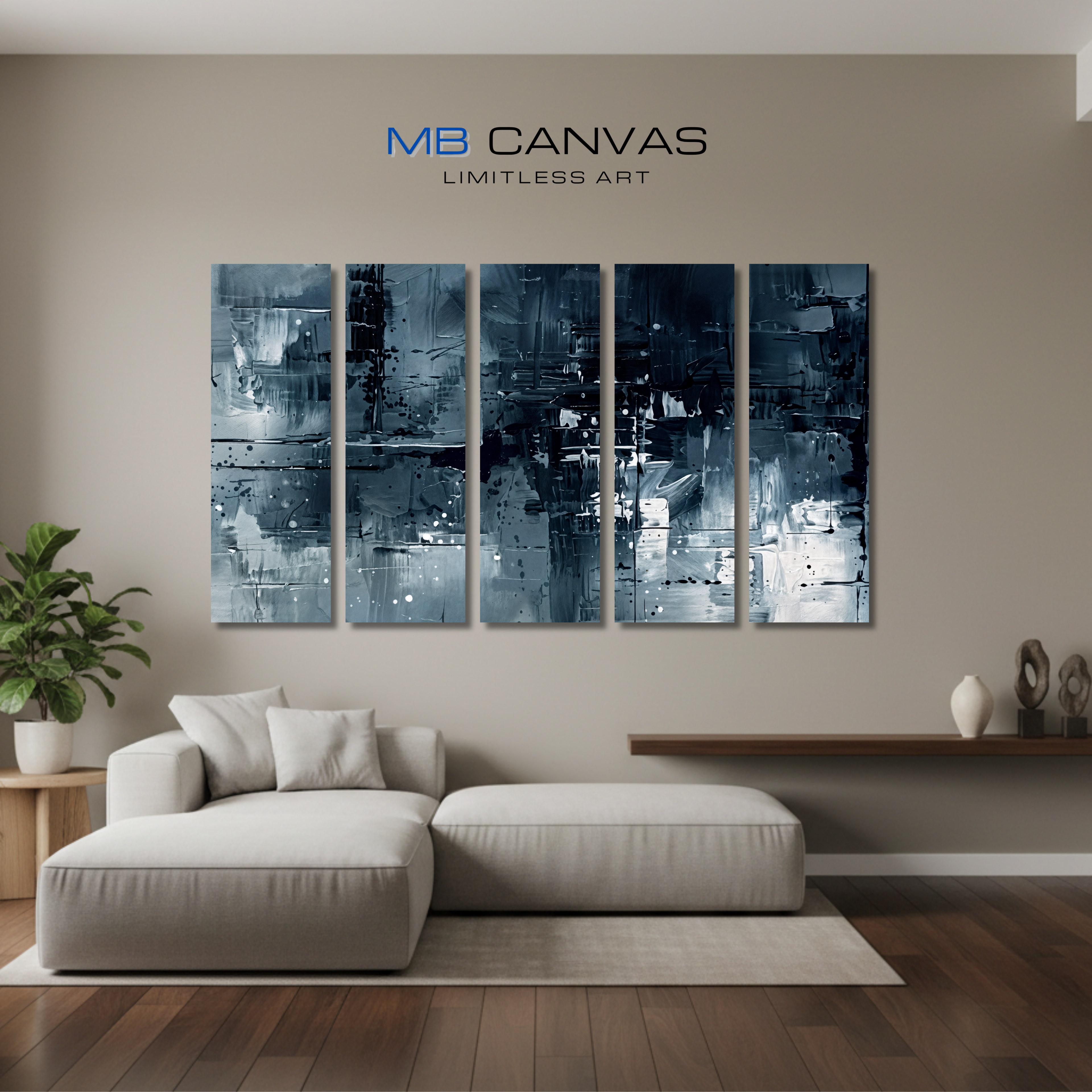Amidst bundle strata 2 5-panel shown in wall display view in 12 x 36 inch large size
