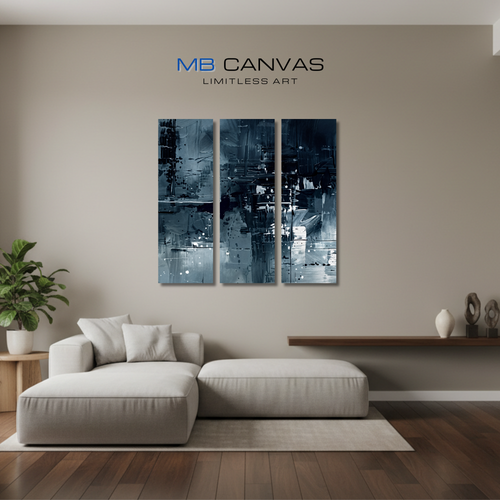 Amidst bundle triptych 3 3-panel shown in wall display view in 12 x 36 inch large size