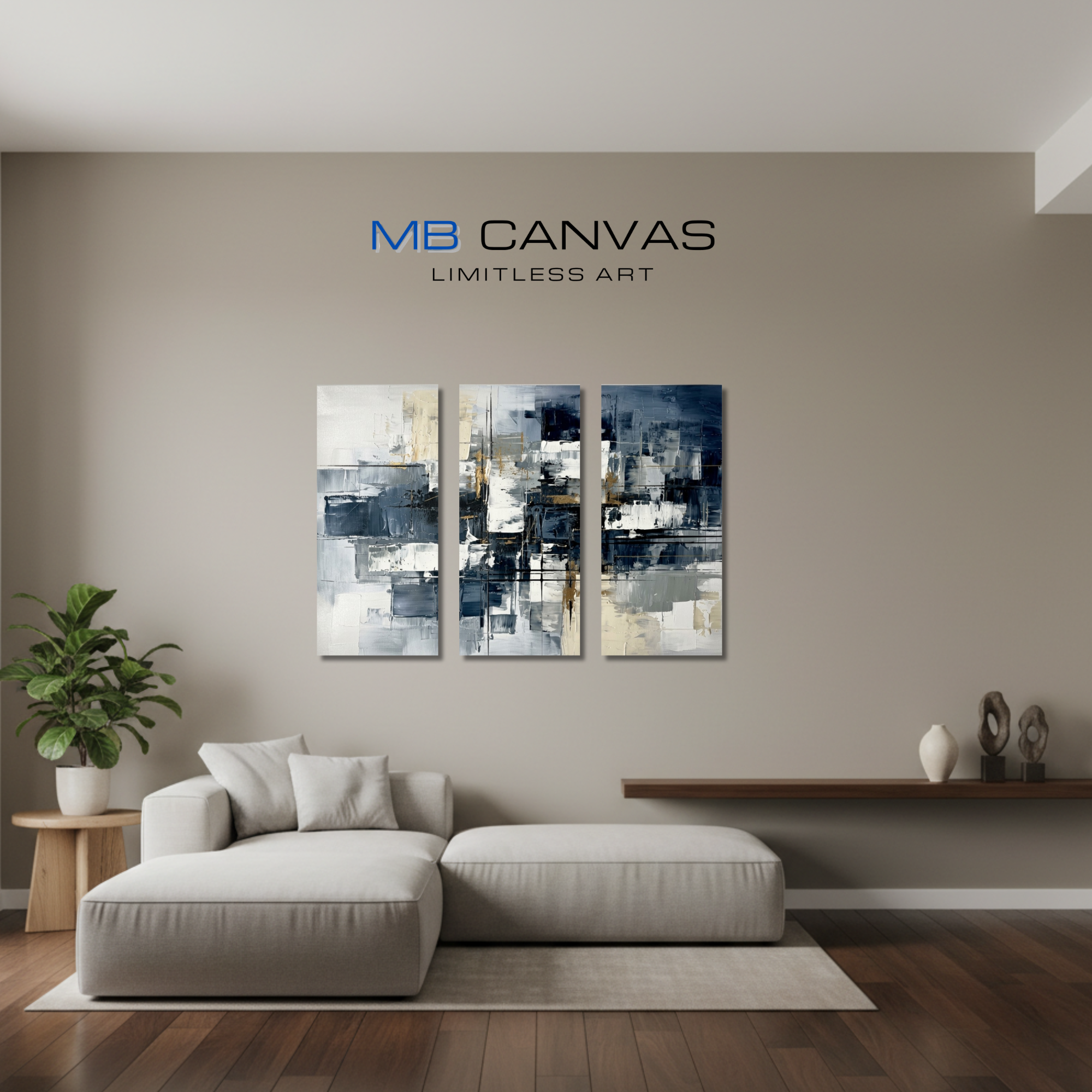 Calamity bundle triptych 3-panel shown in wall display view in 12 x 24 inch universal size