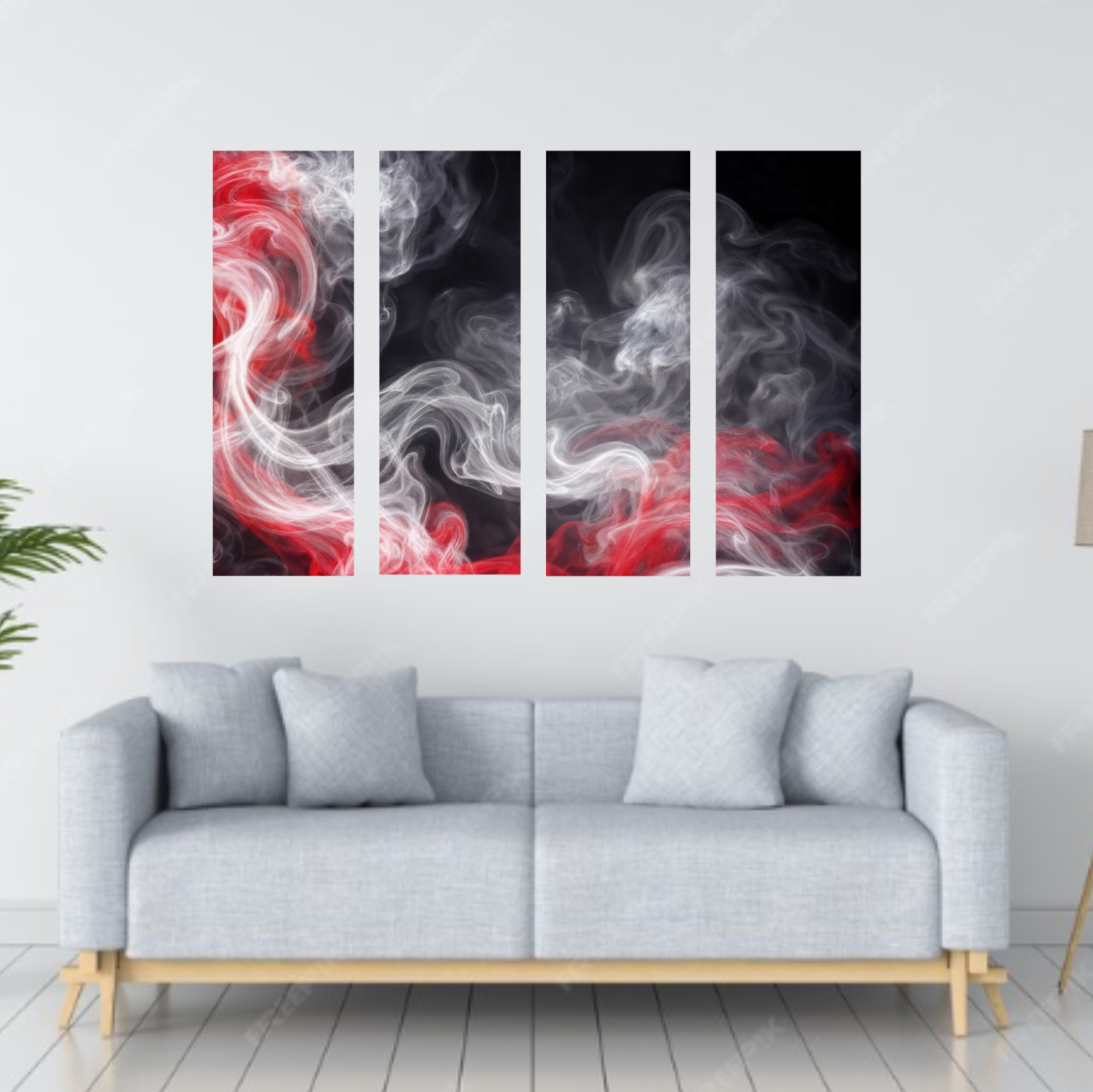 Charged bundle tetrad 3 shown in wall display view in 12 x 36 inch large size