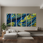 Coral wall art product image as a bundle hexad 6-panel in 16 x 48 inch statement piece