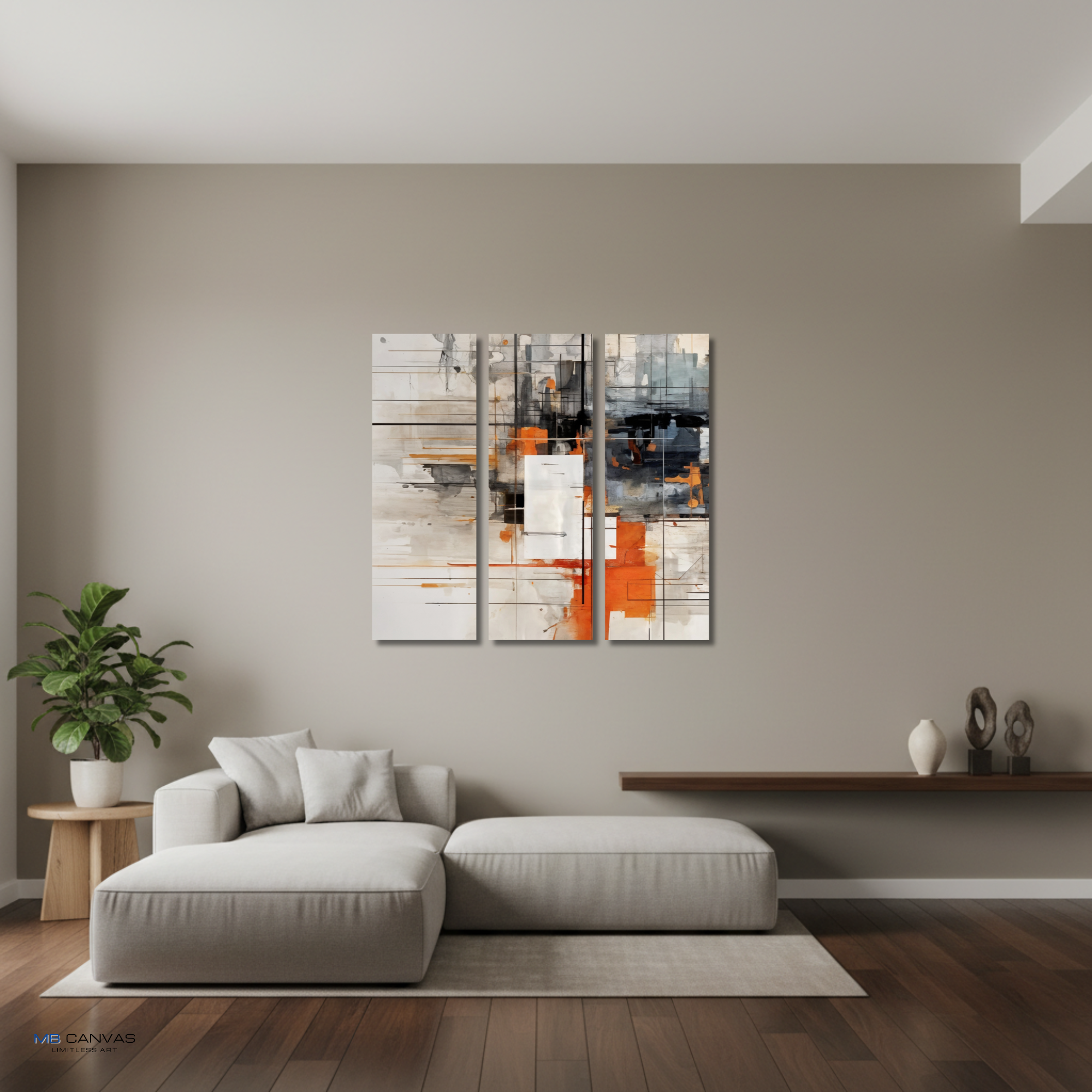 Corrupt bundle triptych 1 3-panel shown in wall display view in 12 x 36 inch large size