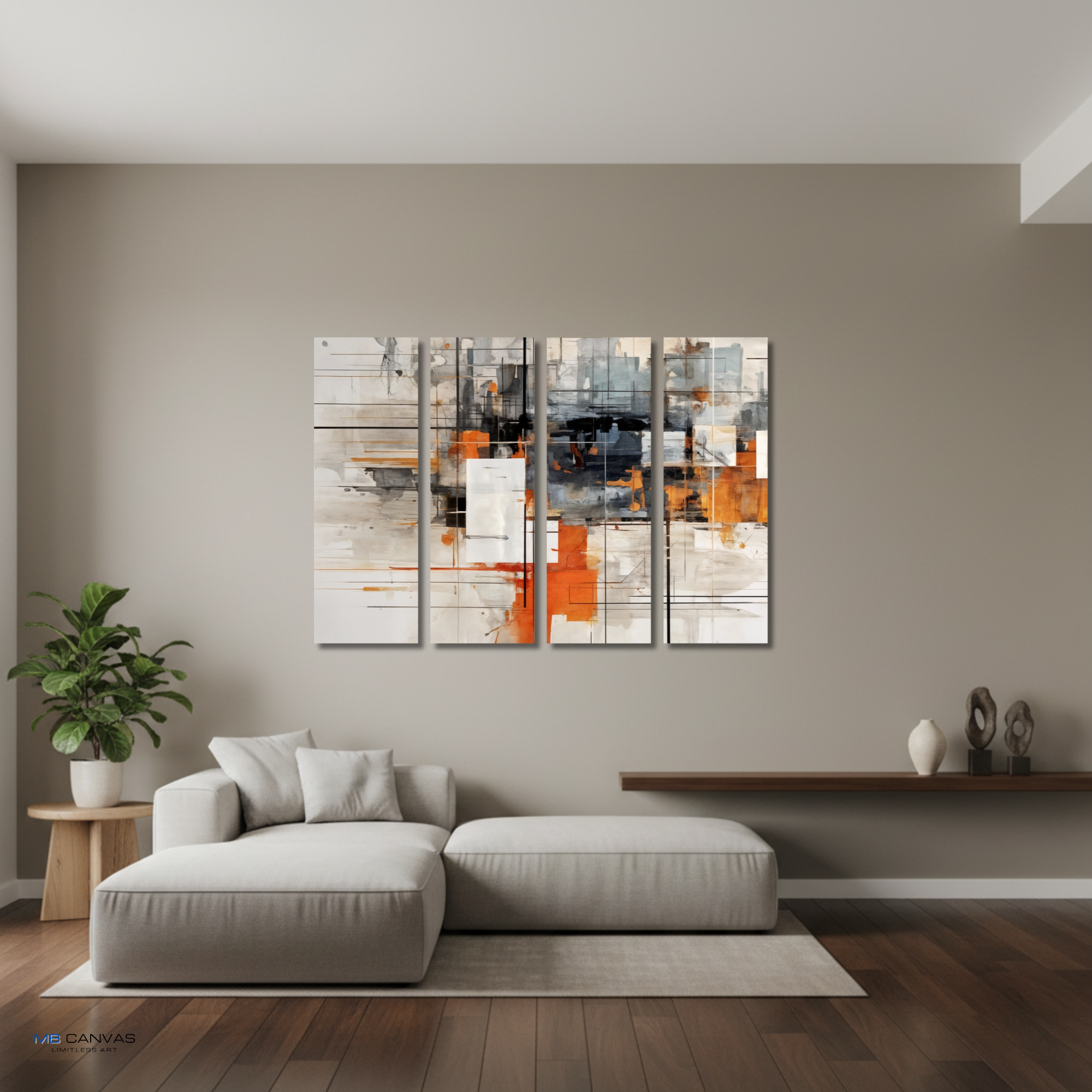 Corrupt bundle tetrad 1 4-panel shown in wall display view in 12 x 36 inch large size