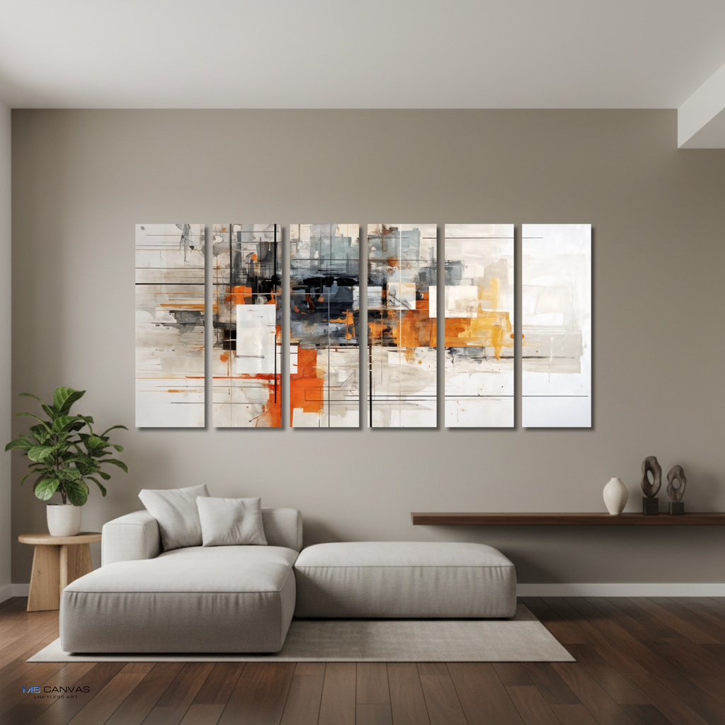 Corrupt wall art product image as a bundle hexad 6-panel in 16 x 48 inch statement piece