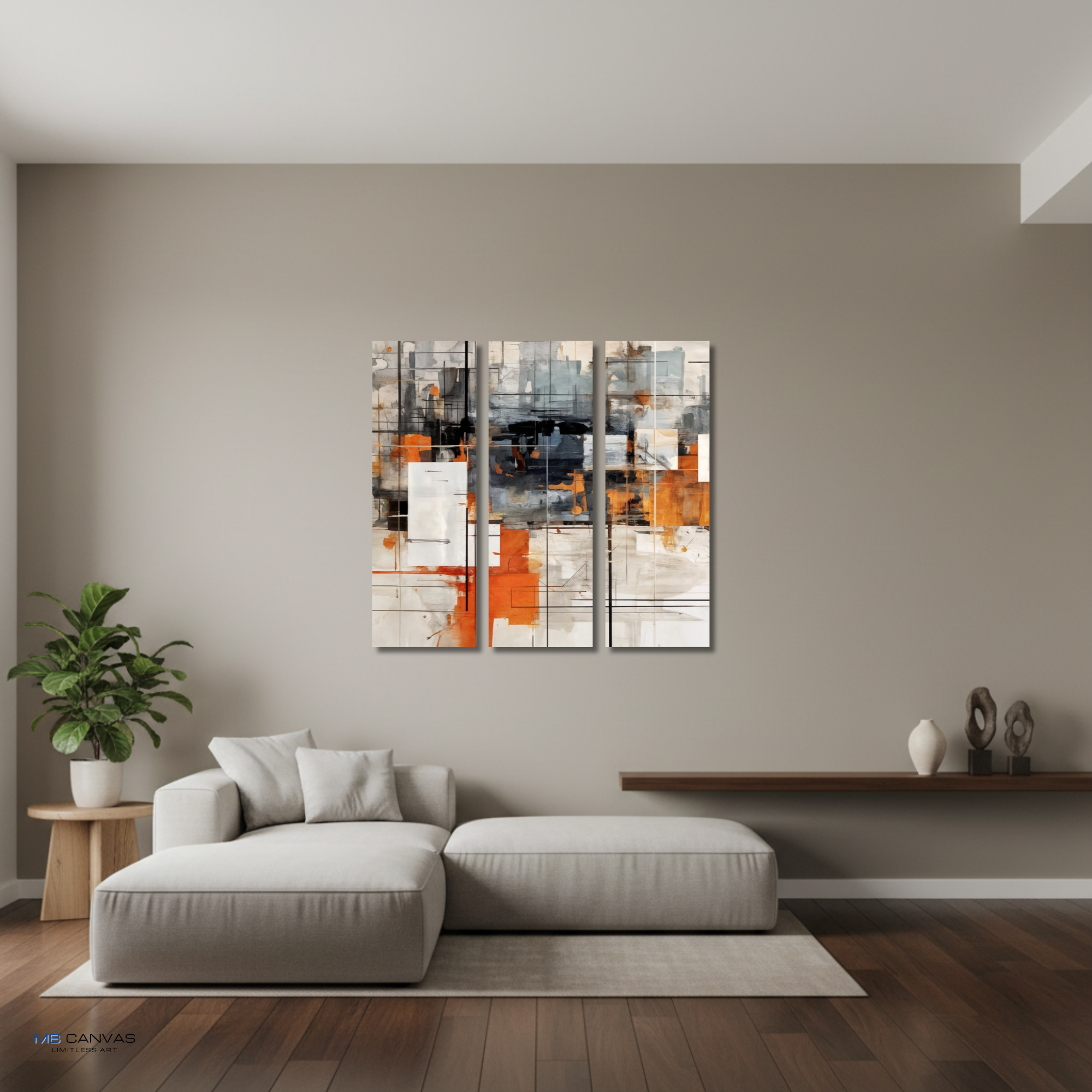Corrupt bundle triptych 2 3-panel shown in wall display view in 12 x 36 inch large size