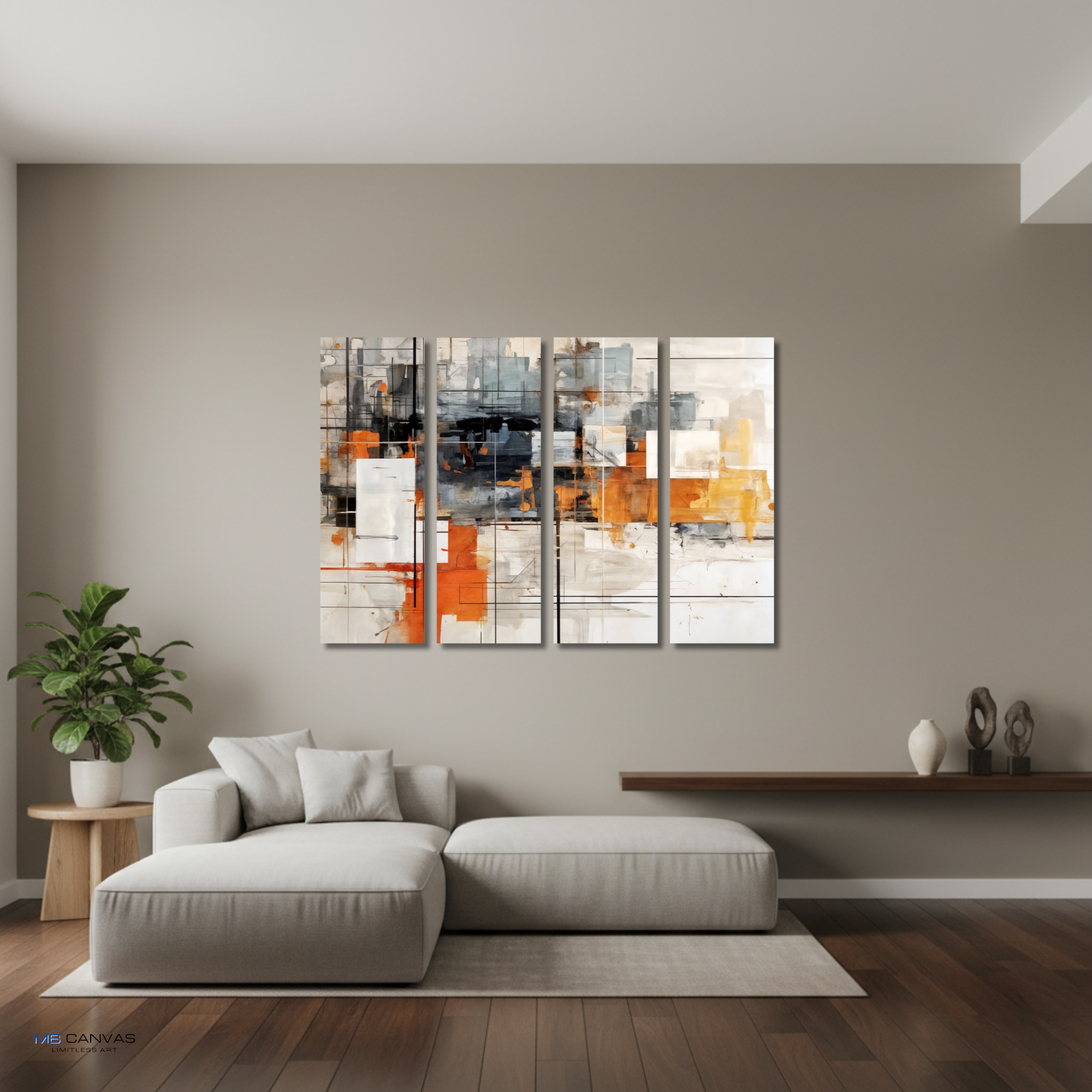 Corrupt bundle tetrad 2 4-panel shown in wall display view in 12 x 36 inch large size