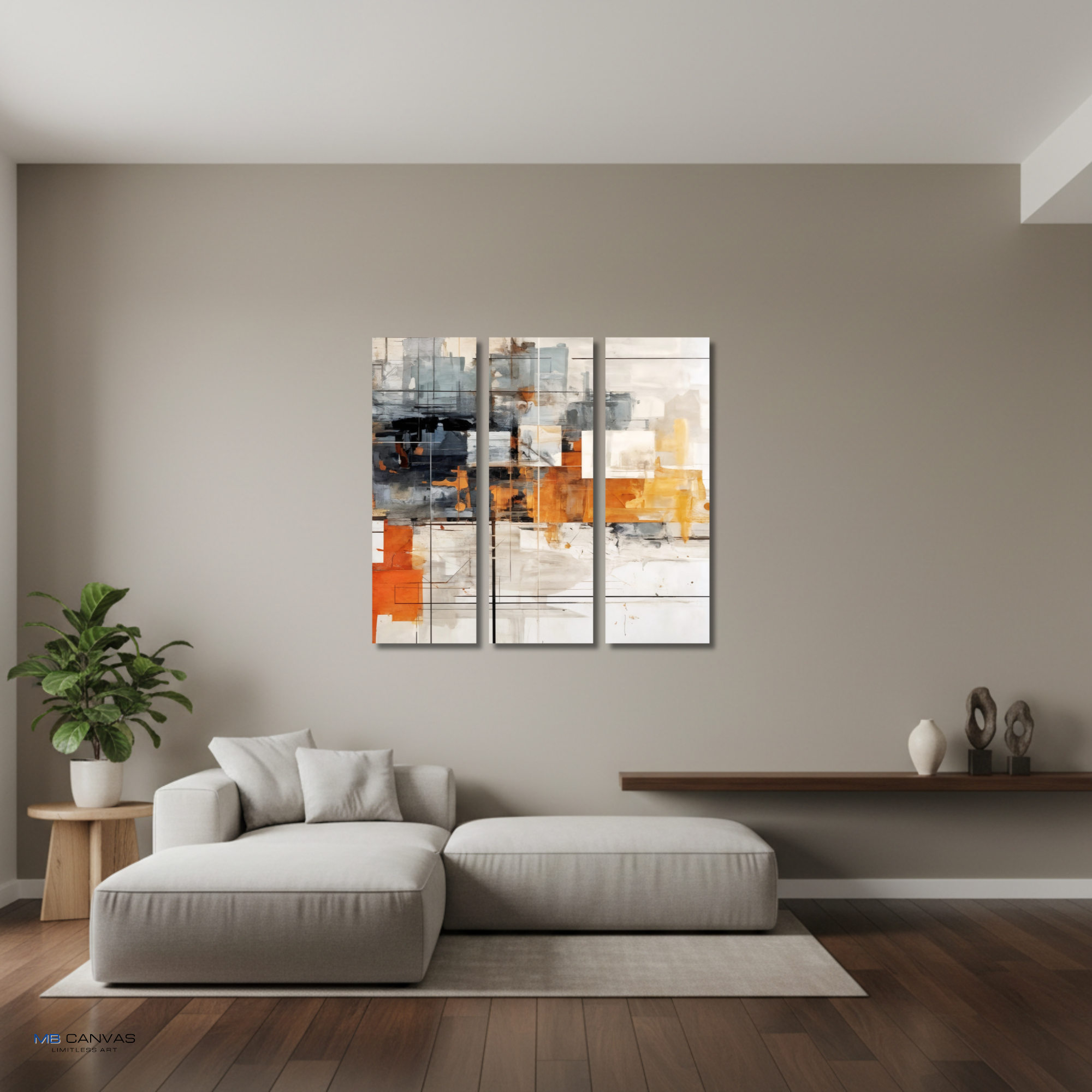 Corrupt bundle triptych 3 3-panel shown in wall display view in 12 x 36 inch large size
