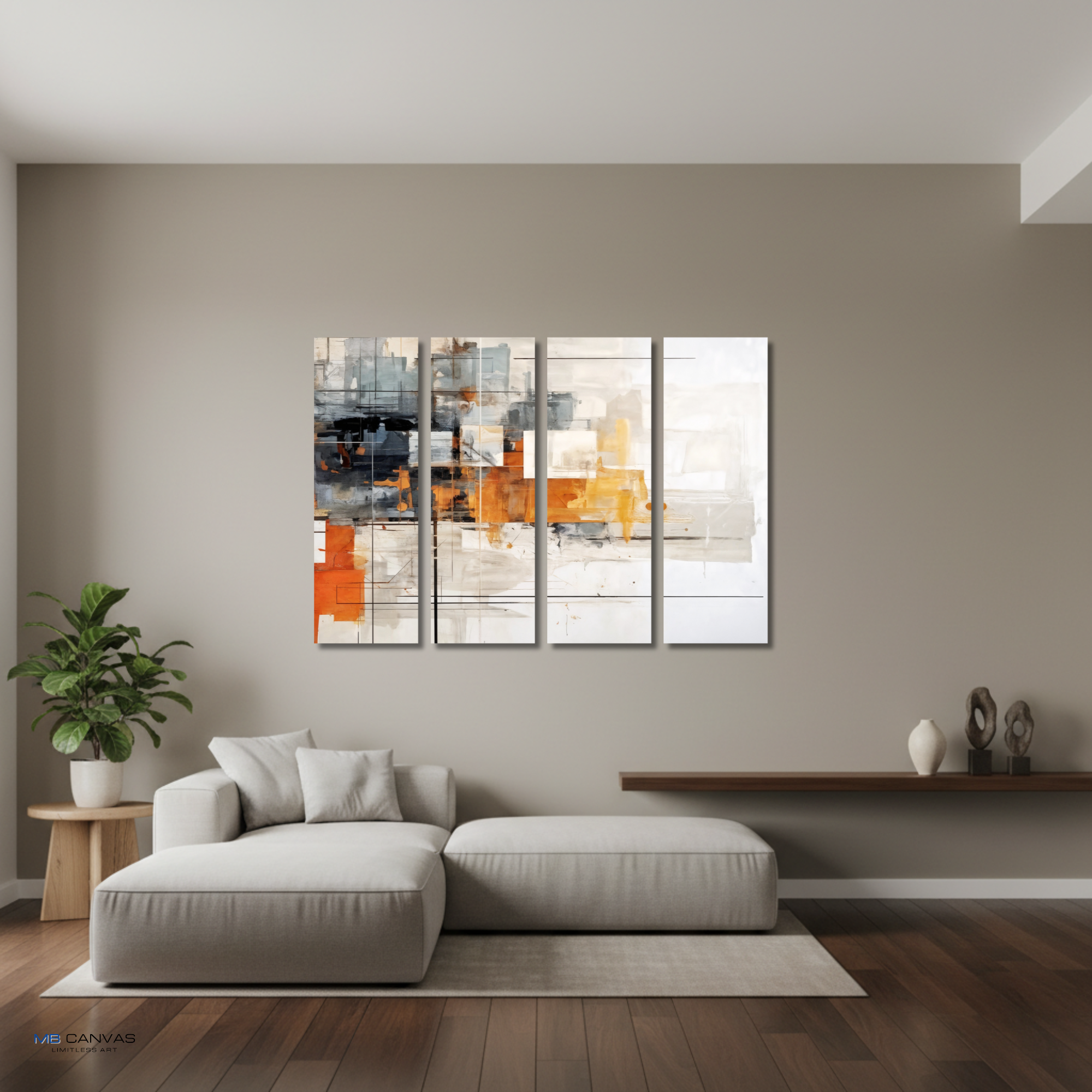 Corrupt bundle tetrad 3 4-panel shown in wall display view in 12 x 36 inch large size