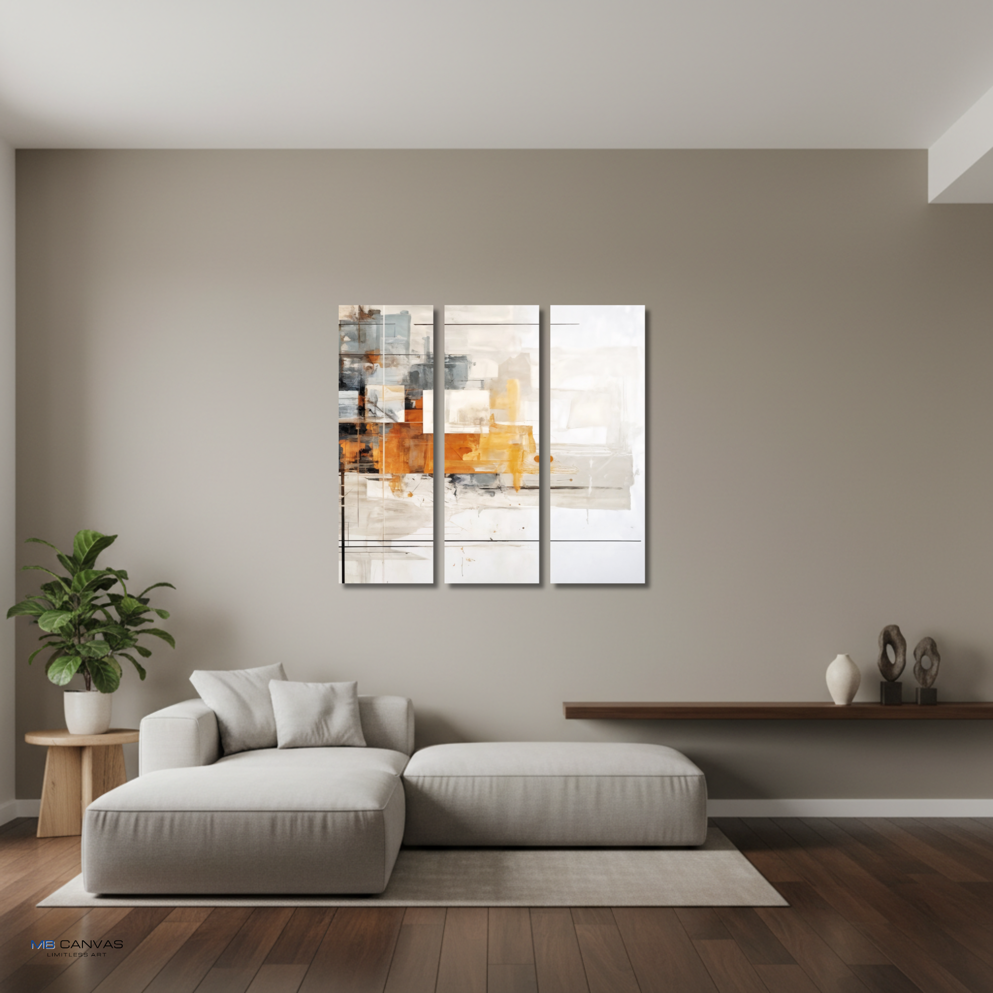 Corrupt bundle triptych 4 3-panel shown in wall display view in 12 x 36 inch large size