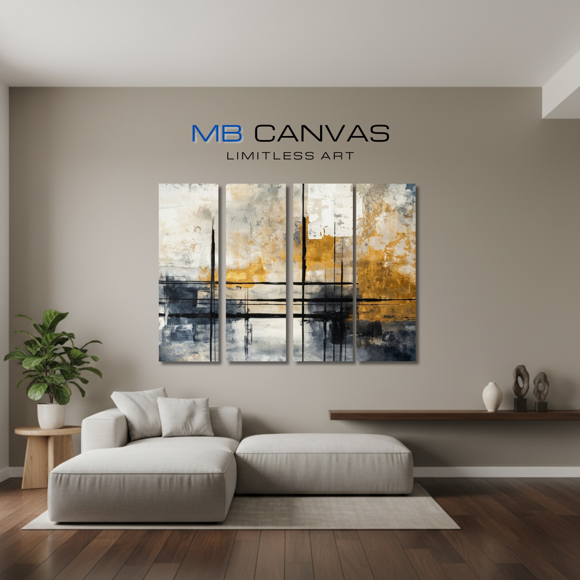 Elite bundle tetrad 2 4-panel shown in wall display view in 12 x 36 inch large size