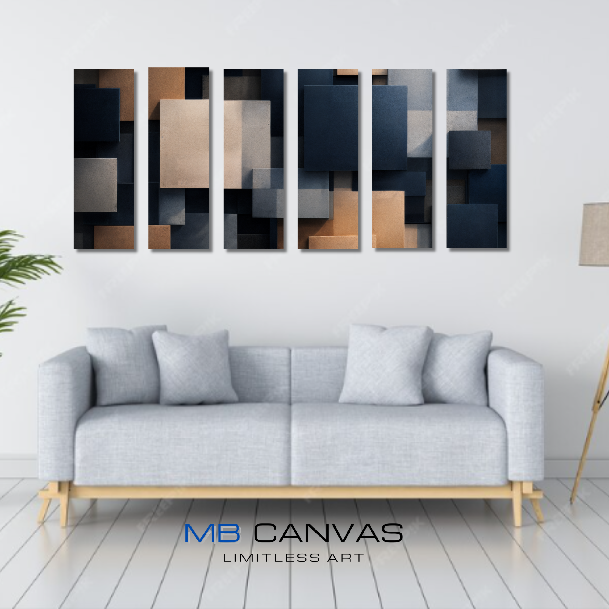 Monolith wall art product image as a bundle hexad 6-panel in 16 x 48 inch statement piece