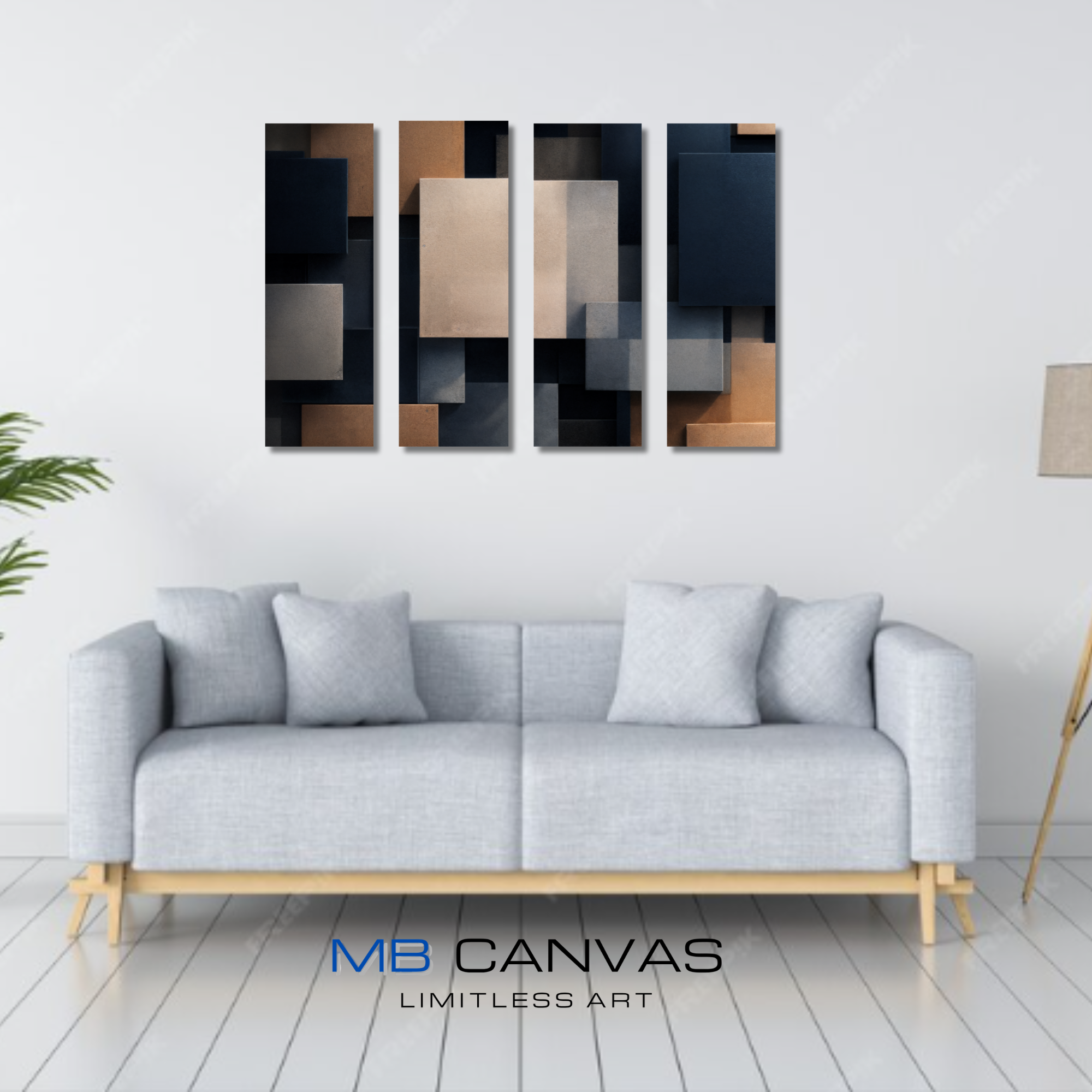 Monolith bundle tetrad 1 shown in wall display view in 12 x 36 inch large size