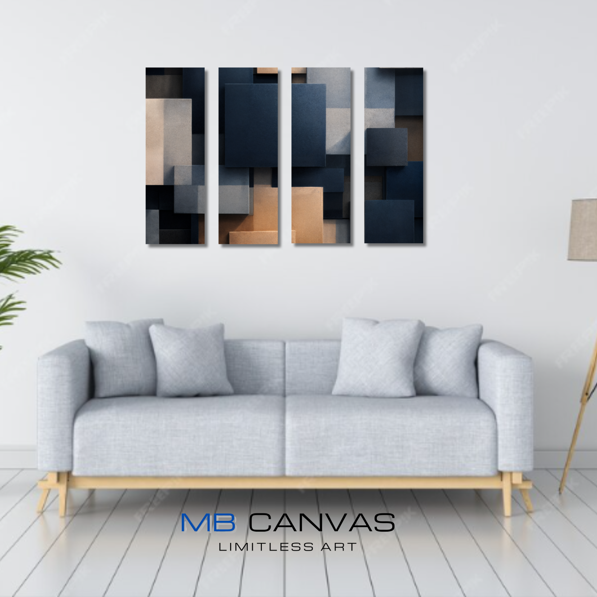 Monolith bundle tetrad 3 shown in wall display view in 12 x 36 inch large size