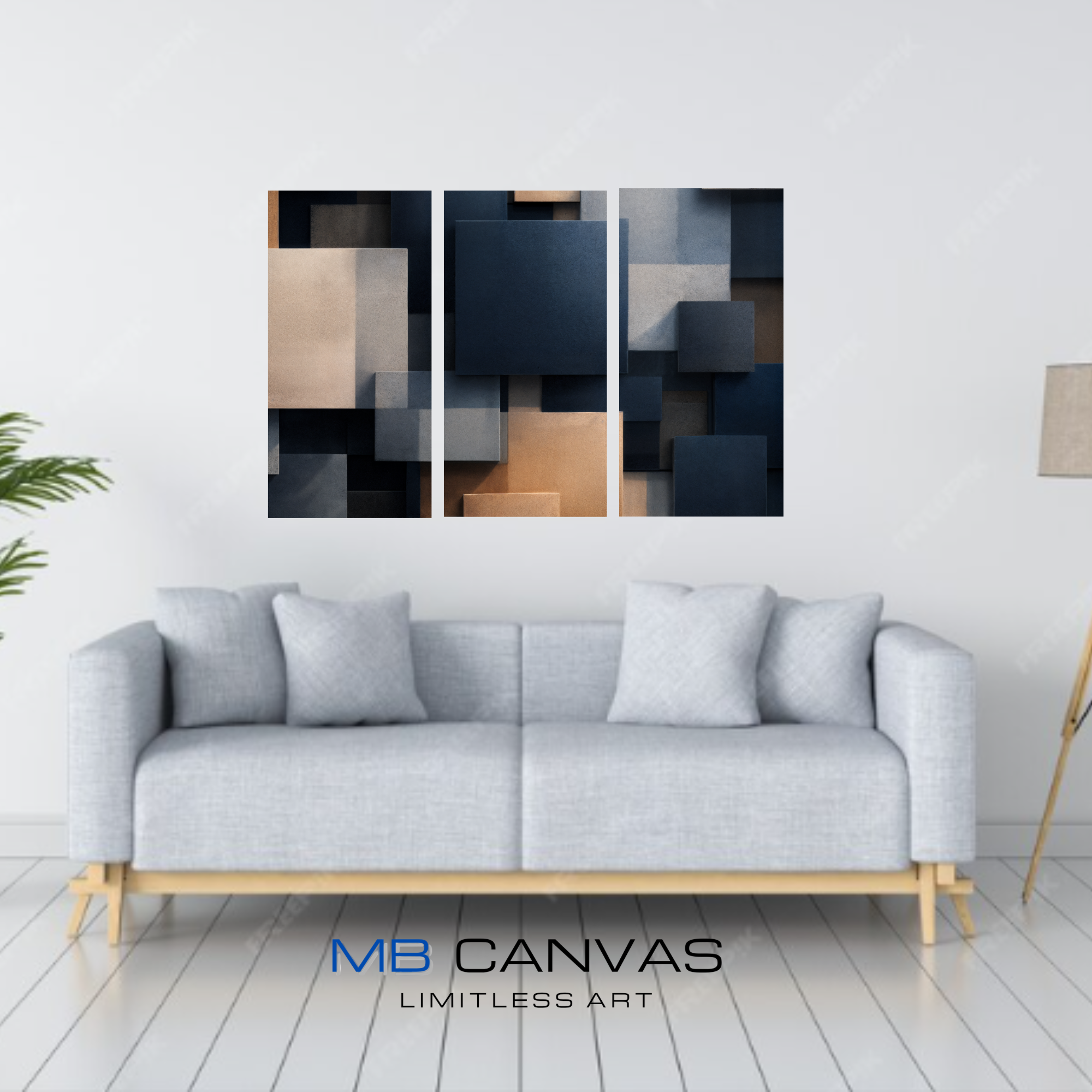 Monolith bundle triptych 6 shown in wall display view in 10 x 20 inch universal size