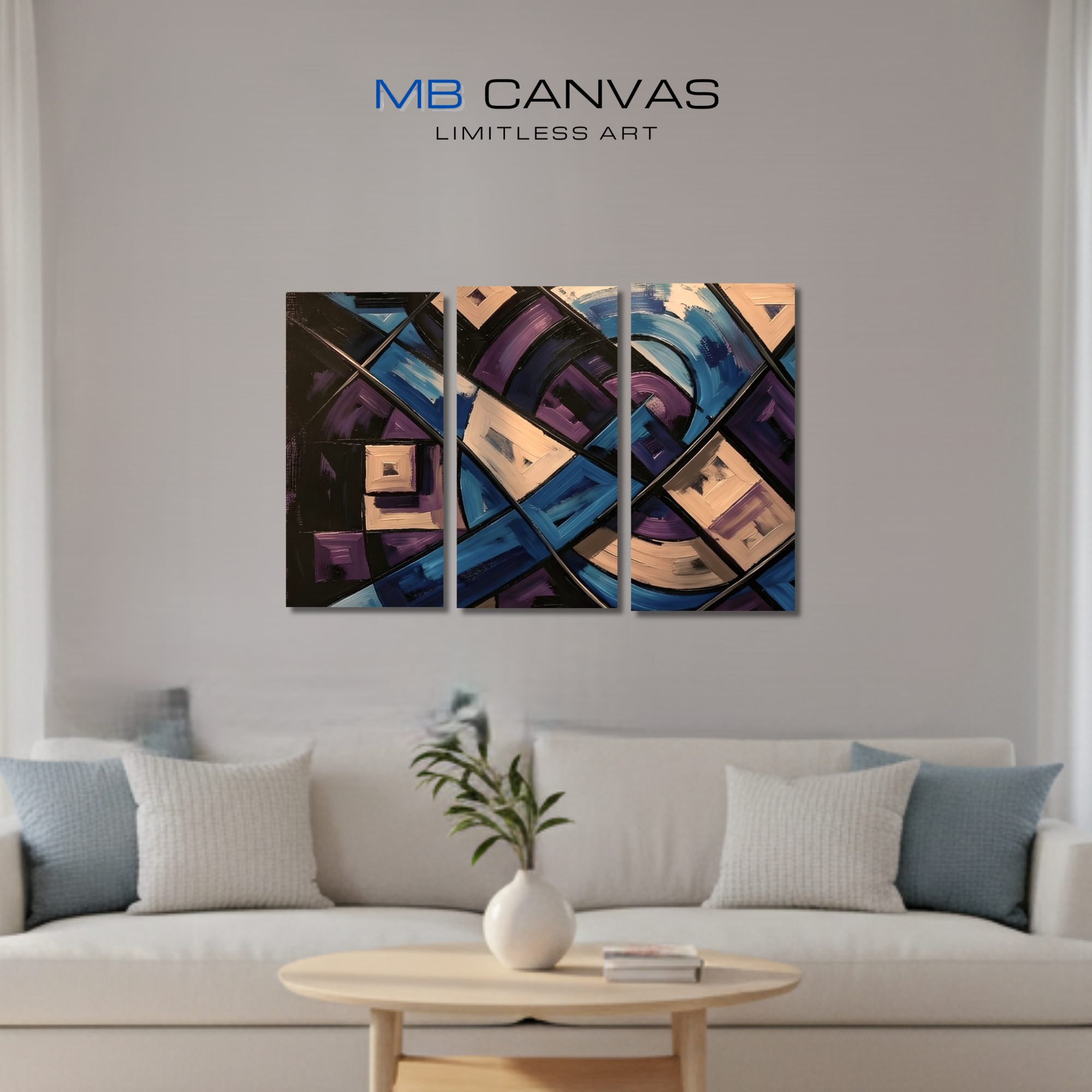Relic bundle triptych 1 3-panel shown in wall display view in 12 x 24 inch universal size