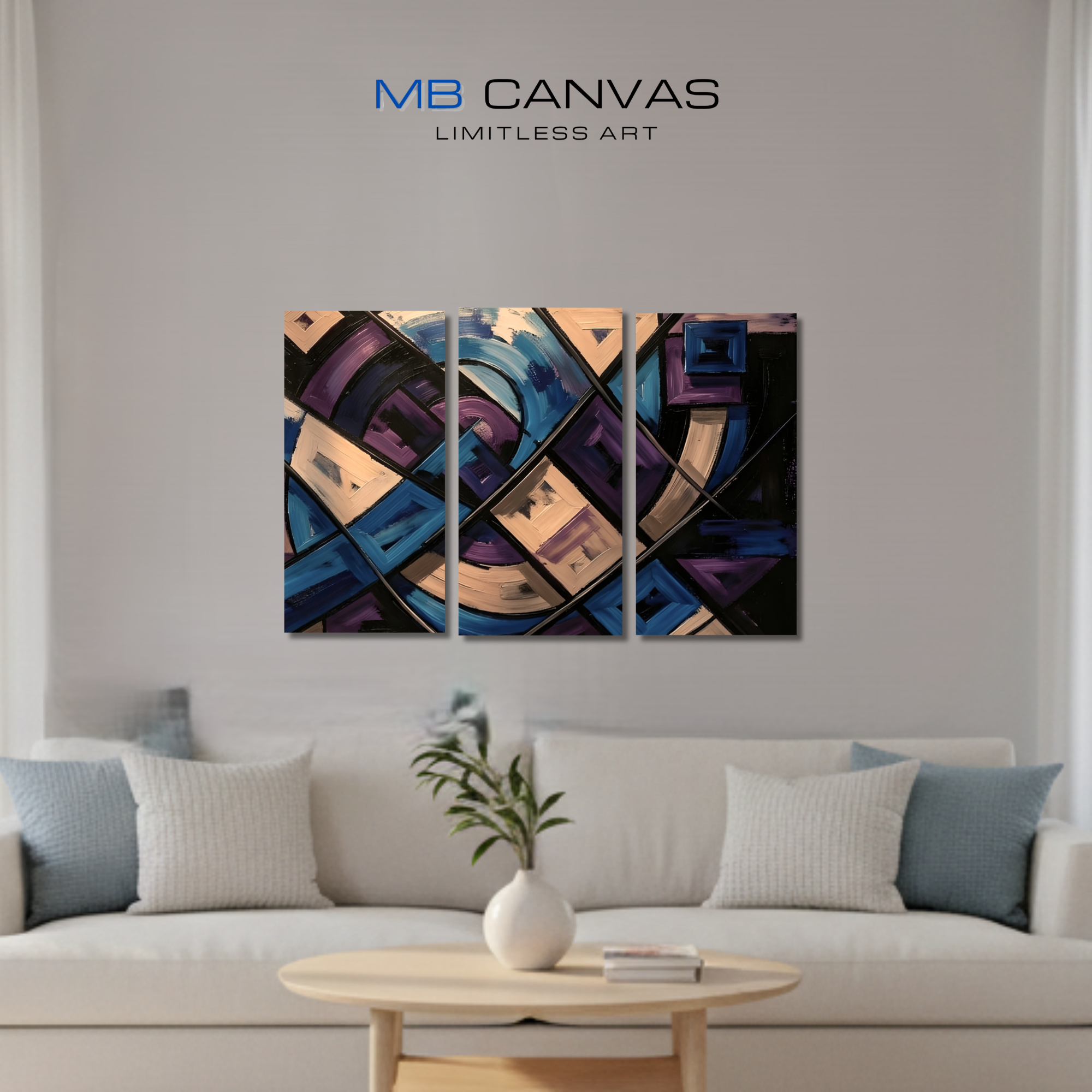 Relic bundle triptych 2 3-panel shown in wall display view in 12 x 24 inch universal size