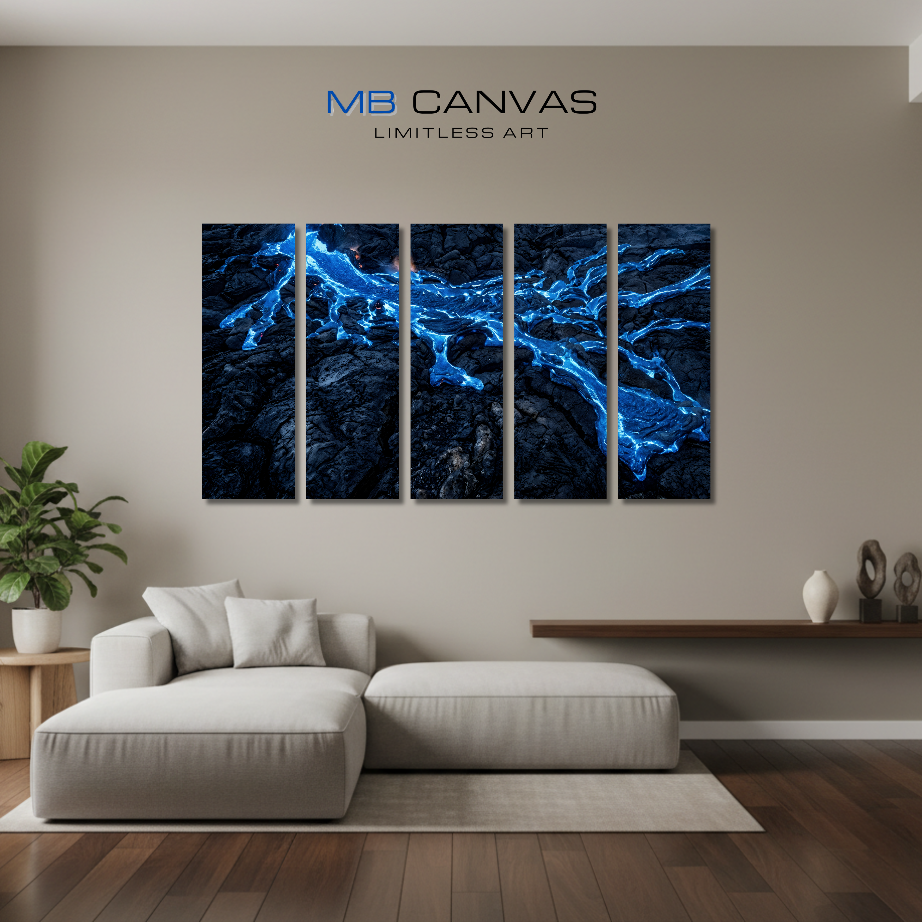 Scoria bundle strata 1 5-panel shown in wall display view in 12 x 36 inch large size