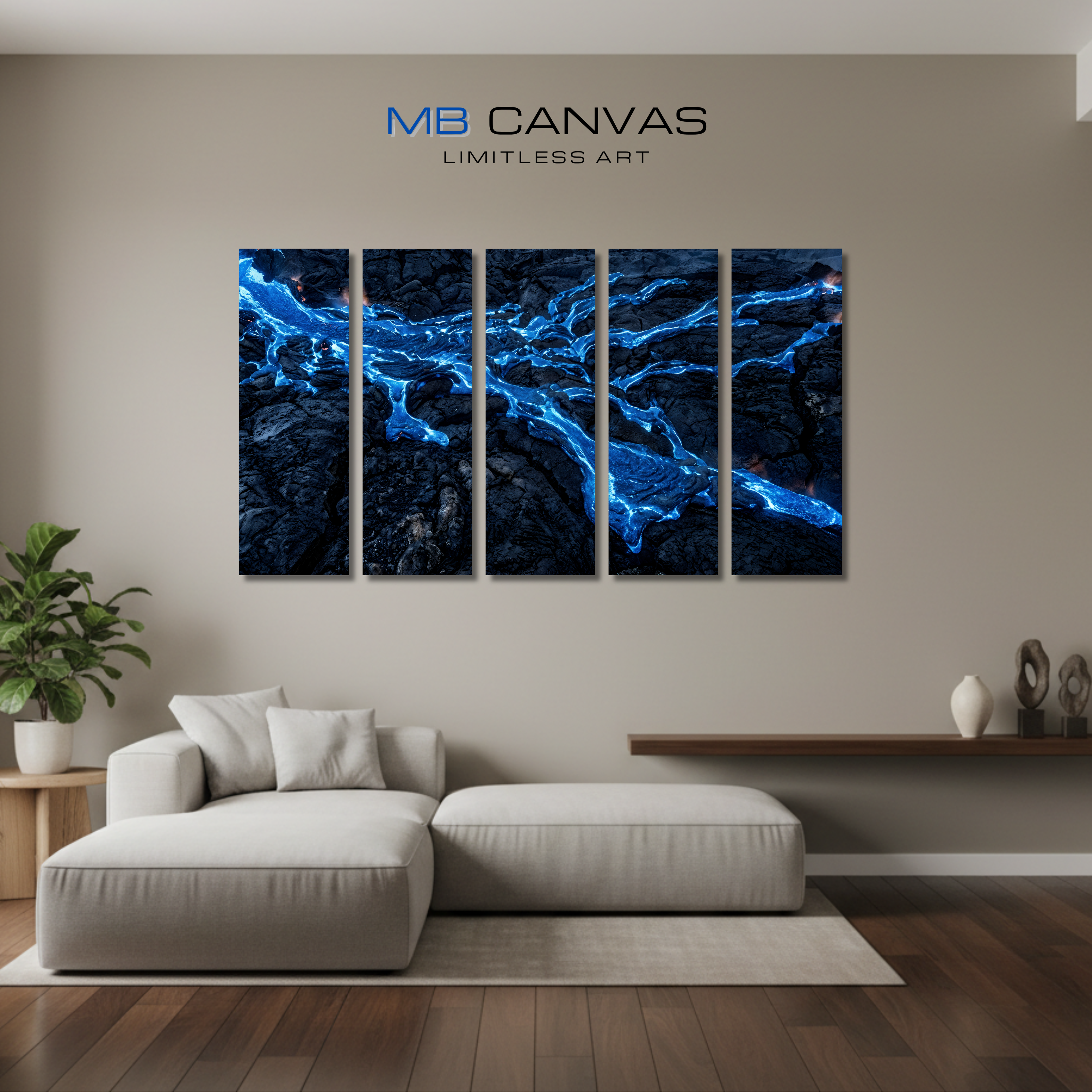 Scoria bundle tetrad 2 4-panel shown in wall display view in 12 x 36 inch large size