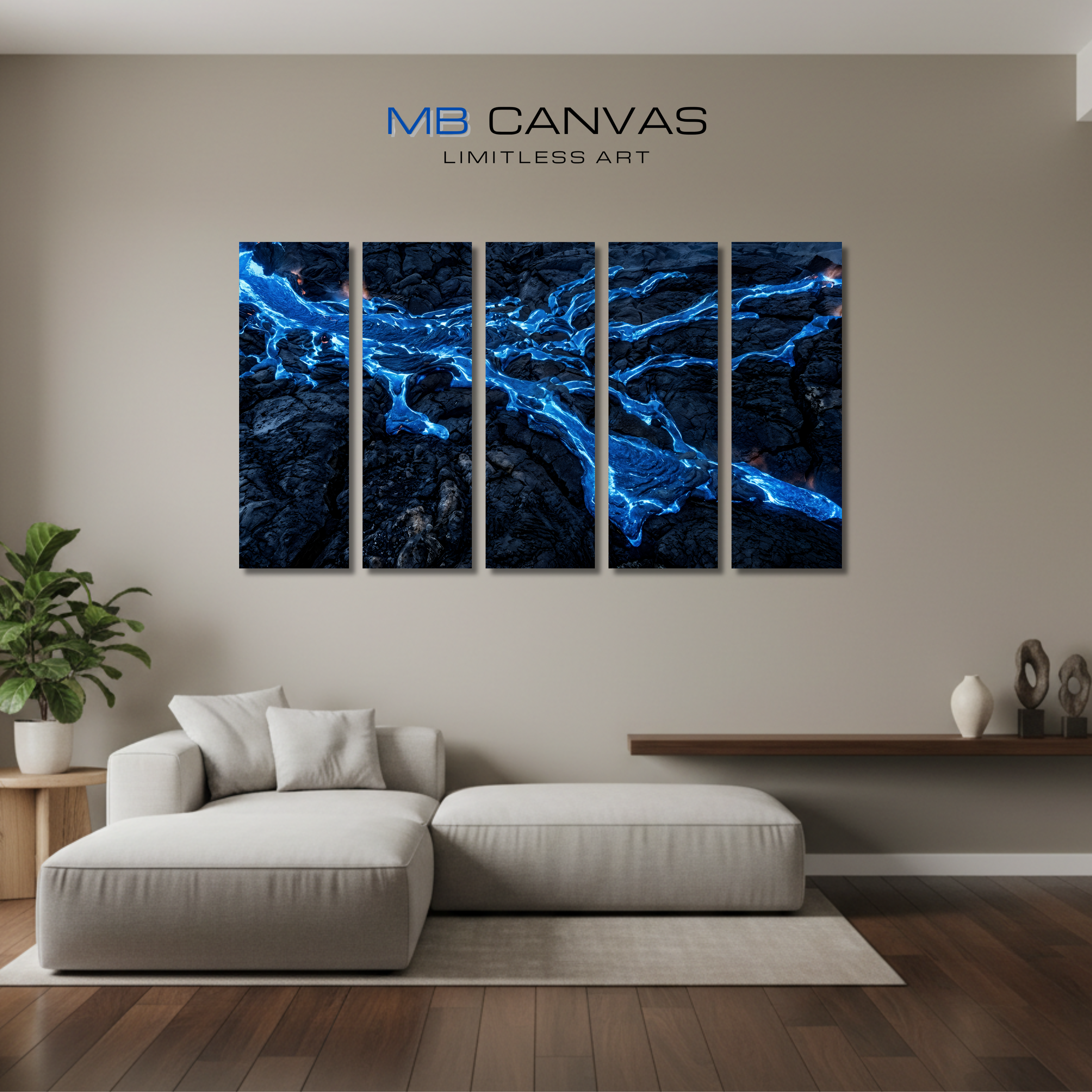 Scoria bundle strata 2 5-panel shown in wall display view in 12 x 36 inch large size