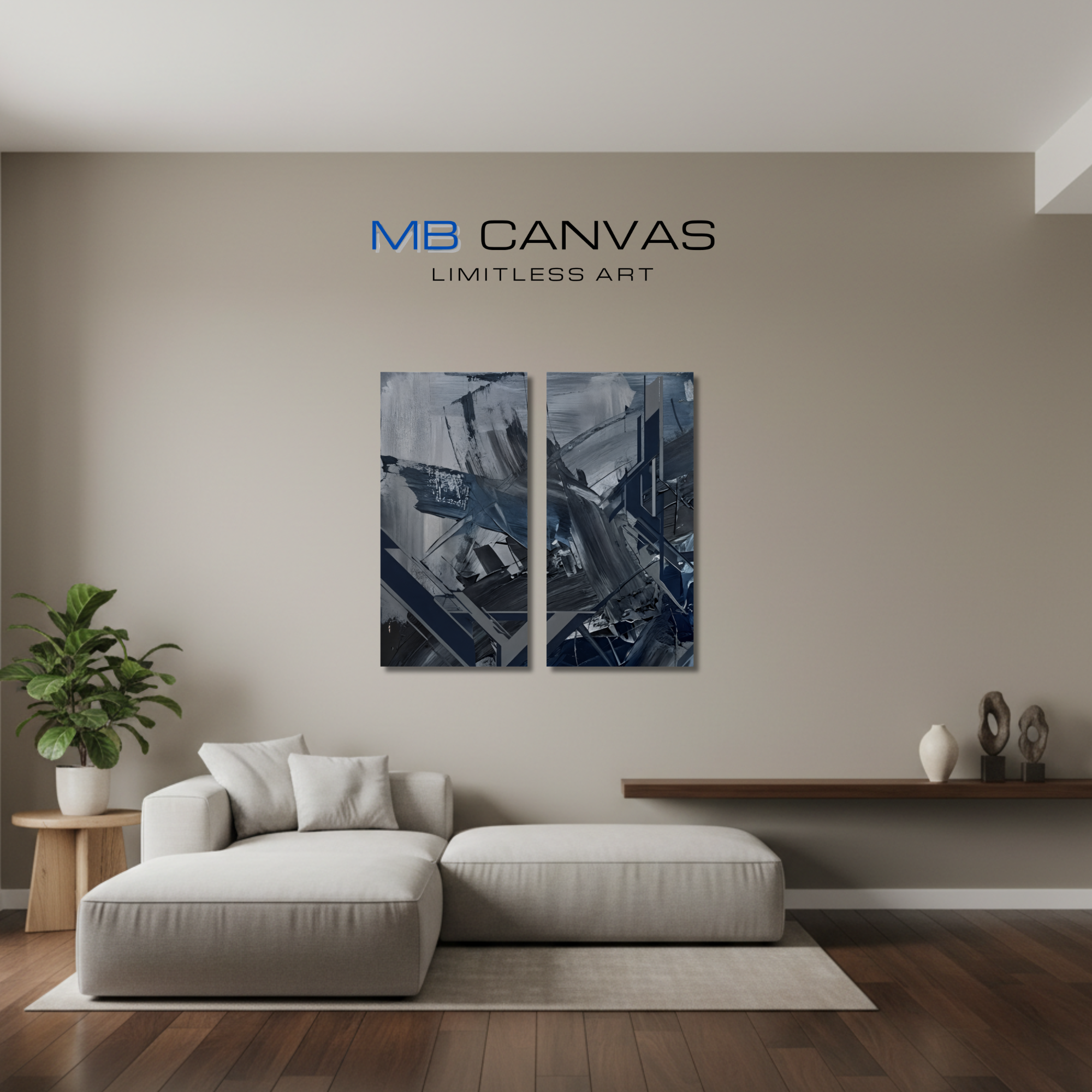 Torrent bundle meridian 1 2-panel shown in wall display view in 12 x 24 inch universal size