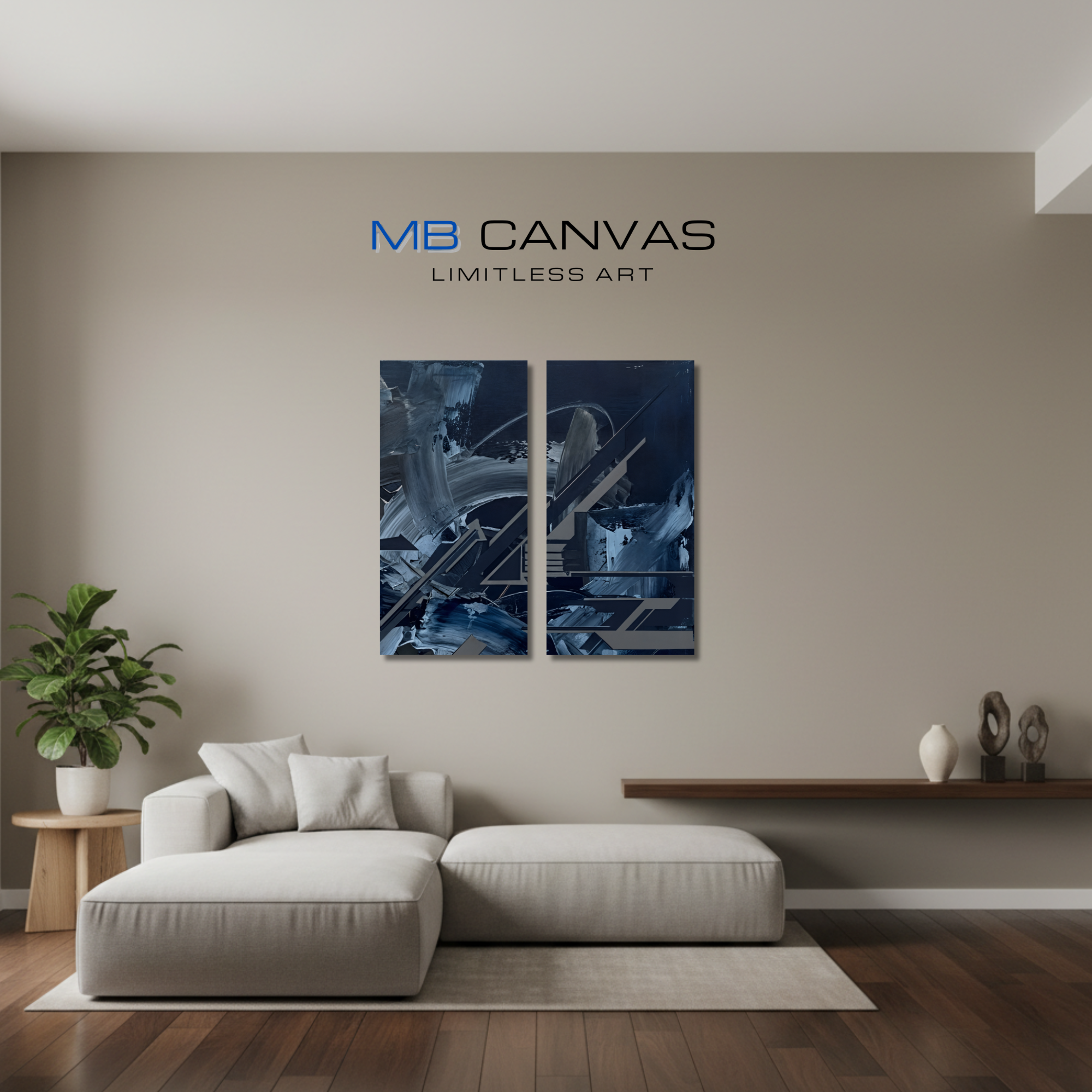 Torrent bundle meridian 2 2-panel shown in wall display view in 12 x 24 inch universal size