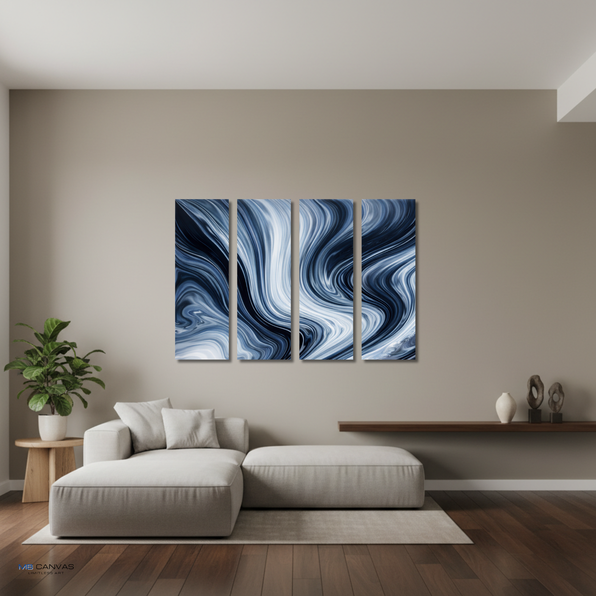 Vision bundle tetrad 1 4-panel shown in wall display view in 12 x 36 inch large size