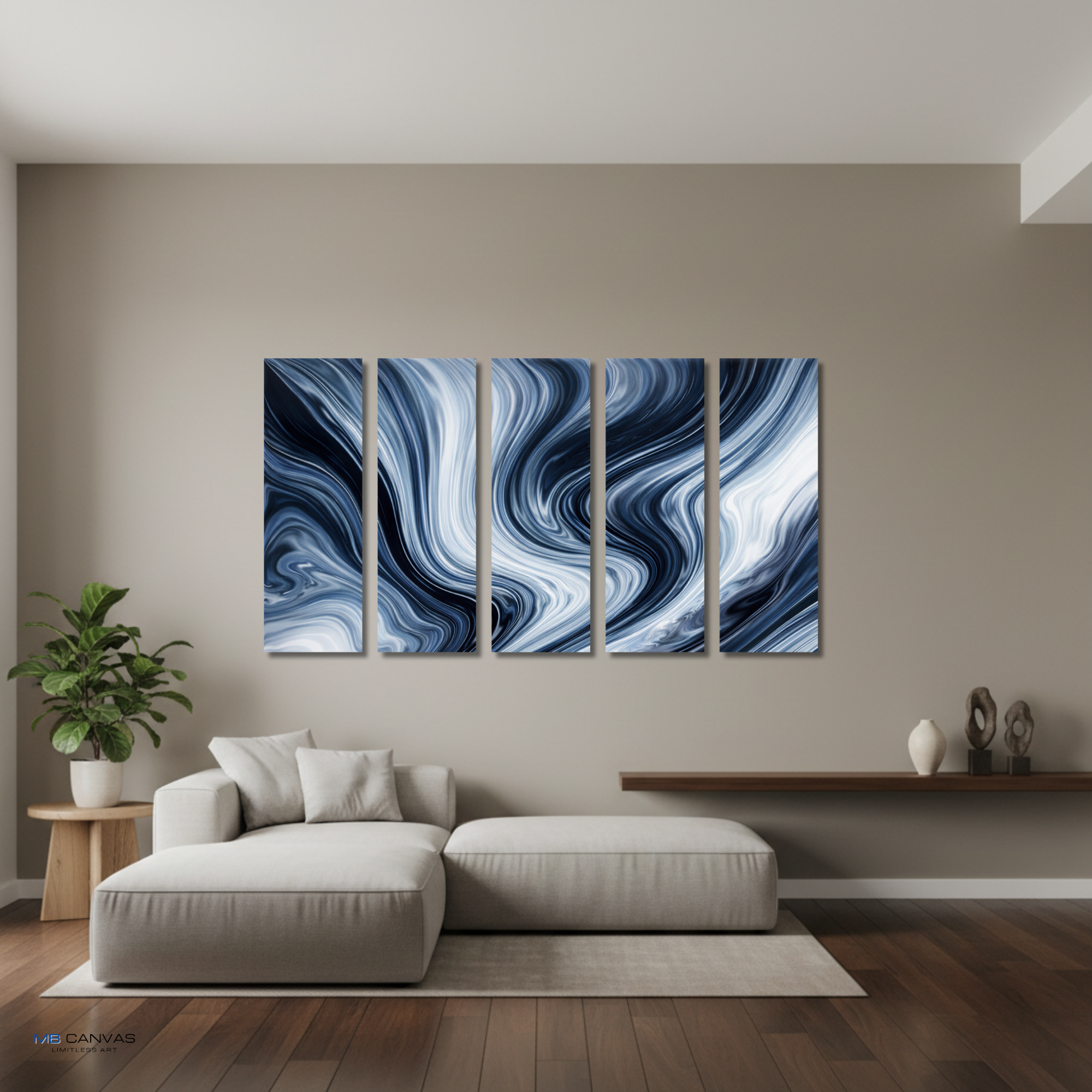 Vision bundle strata 1 5-panel shown in wall display view in 12 x 36 inch large size