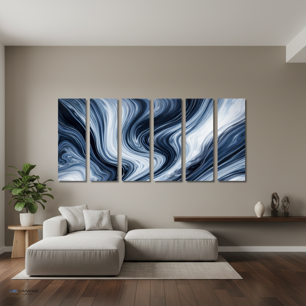 Vision wall art product image as a bundle hexad 6-panel in 16 x 48 inch statement piece